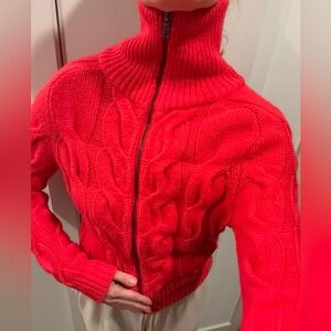 Ann Taylor red knit cardigan